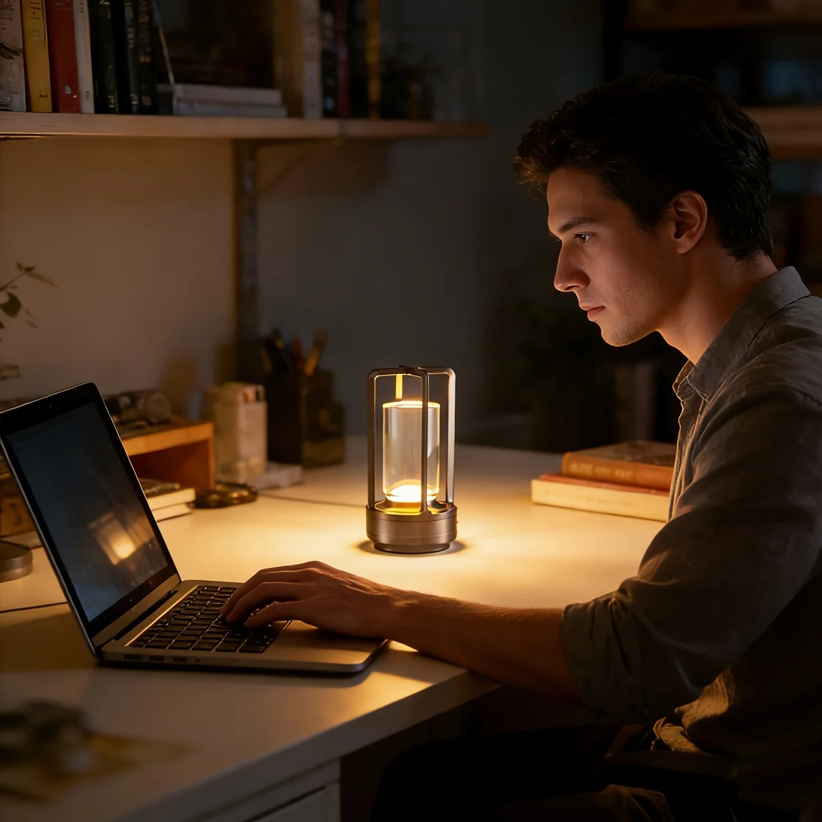 Retro LED Desk Lamp 1P Cordless Design USB Rechargeable Table Lamp with Ambient Light Large Capacity Battery for Extended Use