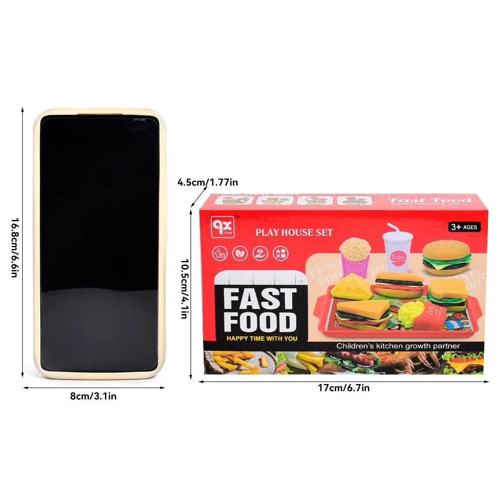 シミュレーションハンバーガーフライドポテトホットドッグ取り外し可能なプラスチック製スナックごっこ遊びミニキッズ9個セットキッチンおもちゃハウスフードトイ