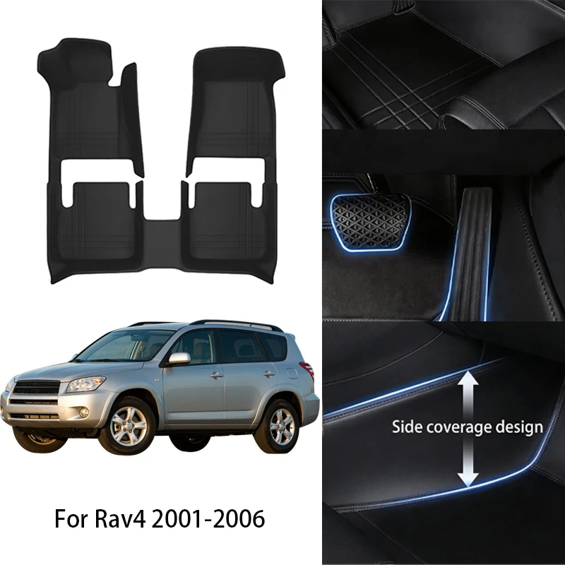 

Комплект автомобильных ковриков из искусственной кожи на заказ для Toyota RAV4 (бензин/гибрид) 2001-2025: Роскошный полный комплект аксессуаров для салона авто