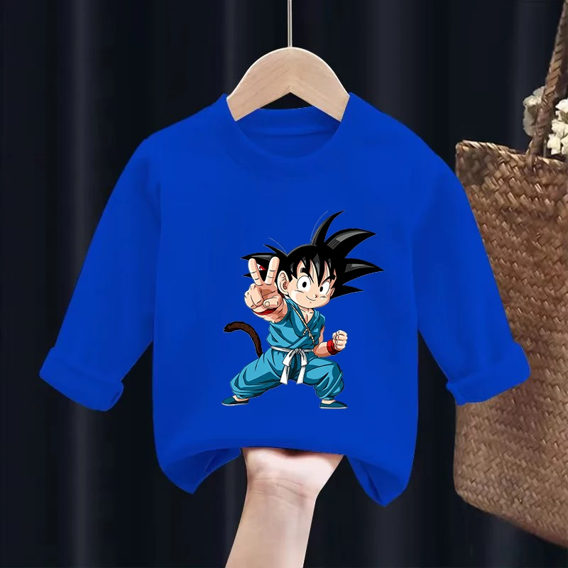 Dragon Ball Z Kids Clothes Autumn Quick-drying Sports Top Vegeta Long Sleeve Boys Casual Cotton Base Coat Anime Son Goku T-shirt