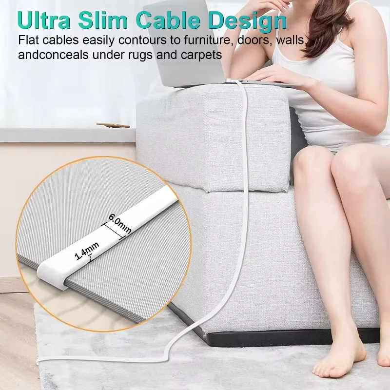 Cat6 كابل إيثرنت مسطح RJ45 الكمبيوتر الإنترنت شبكة LAN إيثرنت التصحيح كابل الحبل كابل إيثرنت Cat 6