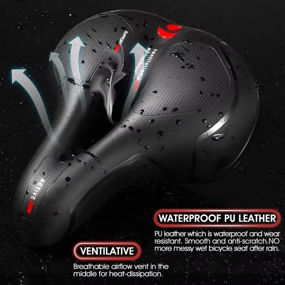 

Велосипедное сиденье с амортизацией и предупреждающей маркировкой безопасности, дышащая подушка для велосипедного сиденья, черное полое сиденье для горного велосипеда, аксессуары для велосипедов