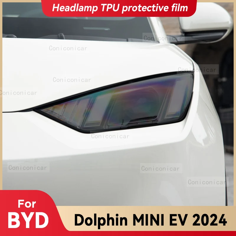 

For BYD DOLPHIN MINI EV 2024 Car Headlight Smoked Black TPU Protective Film Front Light Tint Change Color Sticker Accessories