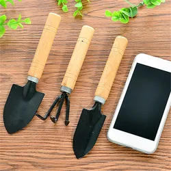 3 Piece Set Mini Gardening Potting Tools Wooden Handle Shovel Rake Shovel Multifunctional Household Plant Bonsai