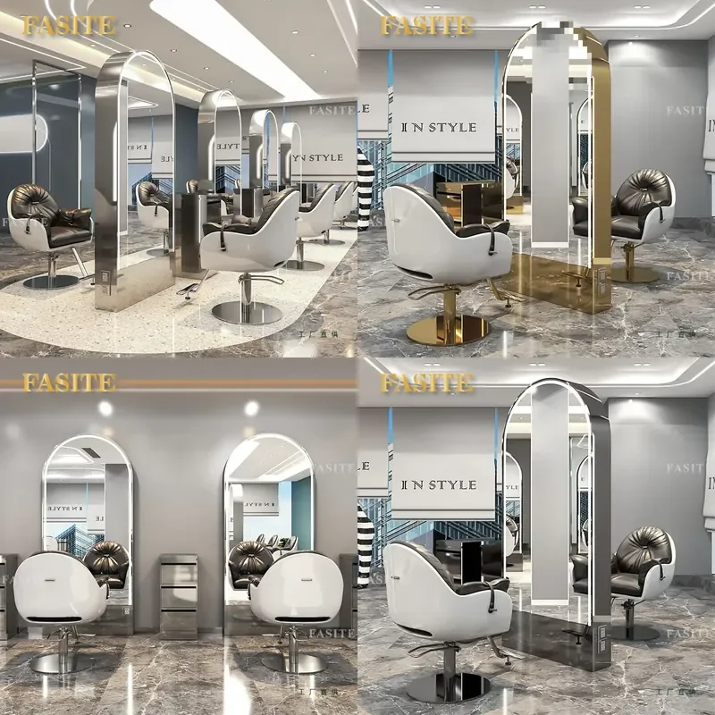 For Hair Barber Shop Full Length Floor Mirror with LED Light Double Sided Fashion Standing Makeup Mirror for Home