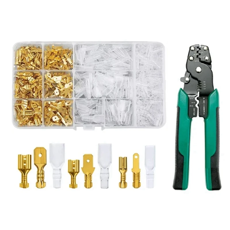 900Pc Crimp Terminal U/O Shaped Splicing Termination 2.8/4.8/6.3Mm Wire Connector Cable Termination Plier