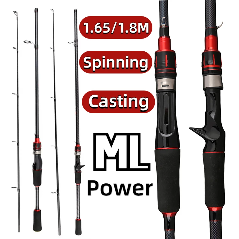 

Быстрая жесткая 2-секционная удочка для приманки ML Action Carbon Lure Pole с мягким твердым наконечником W.T 2-12 фунтов для кальмара, карпа, песка