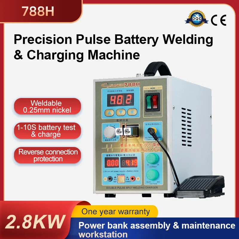 

SUNKKO 788H Pulse Spot Welding Machine 1.5kw Spot Welder LED light Lithium Battery Test USB Charging for 18650 Battery Pack Weld