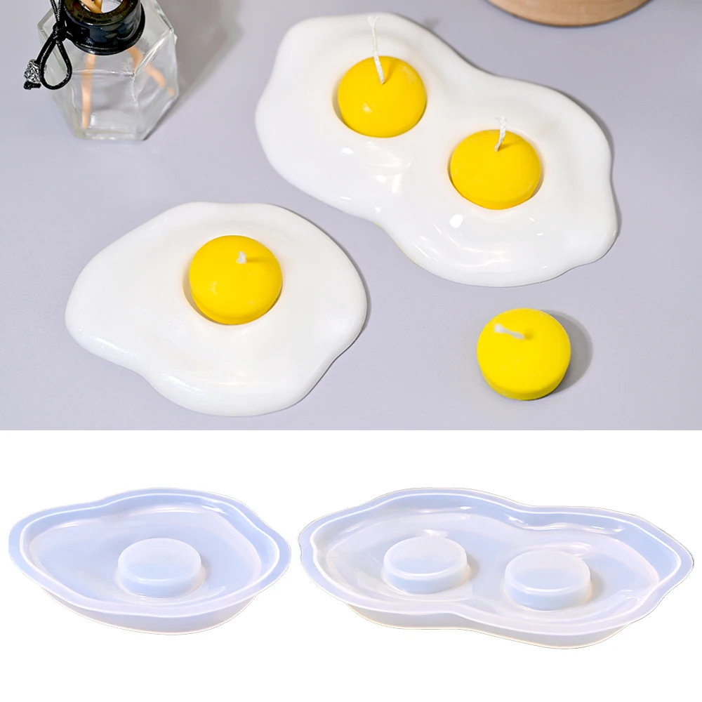 S0177 Molde de silicona con forma de huevo frito de doble yema para velas y huevos escalfados, para decoración