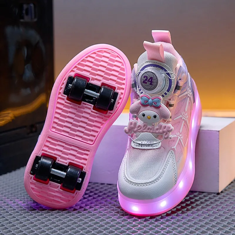 

Sanrio Melody Cute Cartoon Creative Heelys Shoes for Girls Spring and Autumn Children's Flashing Roller Skates Holiday Gift