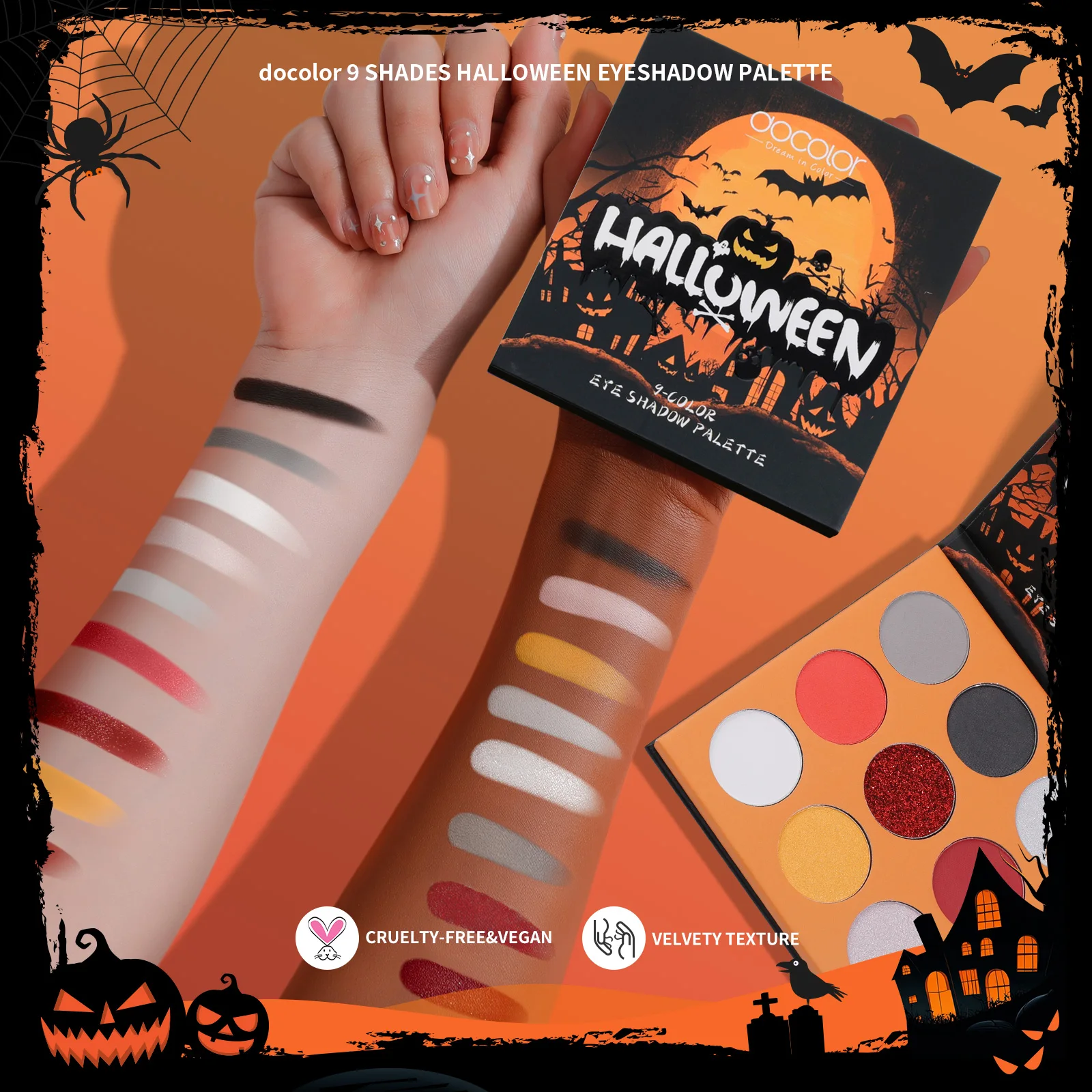 Docolor Halloween Goth ensemble de pinceaux de maquillage poudre Contour Eyeliner fard à paupières brosse fard à paupières Palette maquillage éponge bouffée cicatrice tatouage