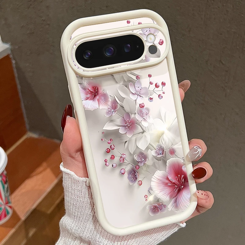 Weiche TPU-Handyhülle für Google Pixel 10 9 8 7 Pro Pixel 9 10 Pro XL 7A 8A 9A Stoßfeste Pfirsichblüten-Muster Silikonhülle