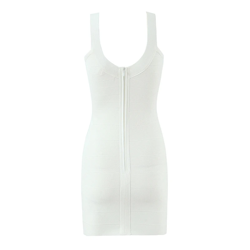 Yenkye elegante preto vinho vermelho bodycon mini vestido de malha para mulheres voltar zíper sem costas o pescoço tanque ajuste magro vestidos sexy