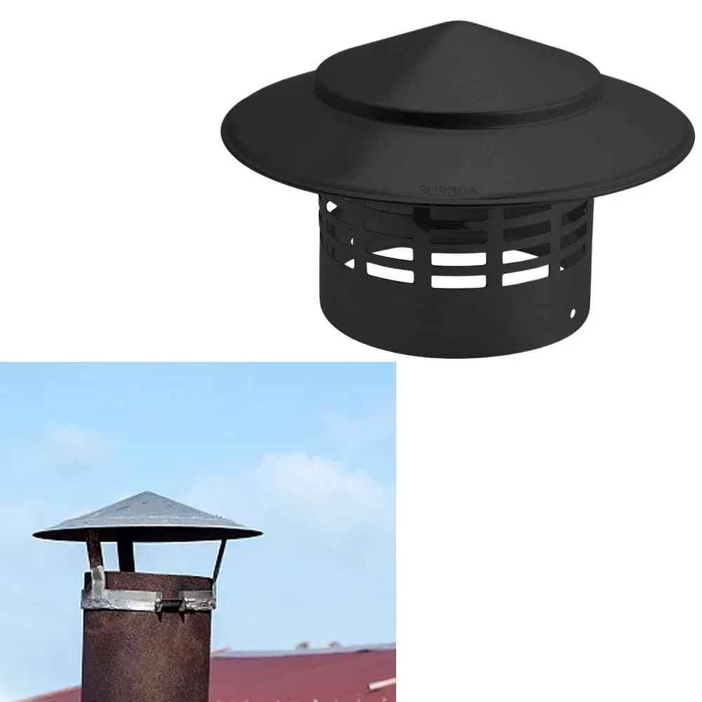 Stainless Steel Chimney Cap 75/110/160/200mm Wall Fresh Air Outlet Roof Pipe For Exhaust Hood Roof Duct Vent Rain Cap Mesh Cover