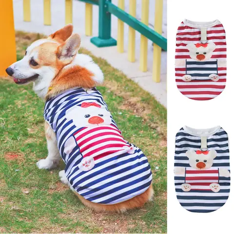 Gilet rinfrescante estivo per cani da compagnia Abbigliamento morbido a righe Camicie casual estive Cani di piccola taglia media e grande Cucciolo Bulldog francese Vestiti per animali domestici