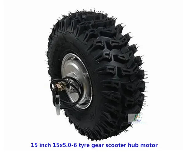 15 Inch 15x5.0-6 Tire 100Nm Double Axles Brushless Gear Low-speed Power-Torque Scooter Hub Motor Wheel with Hall sensors