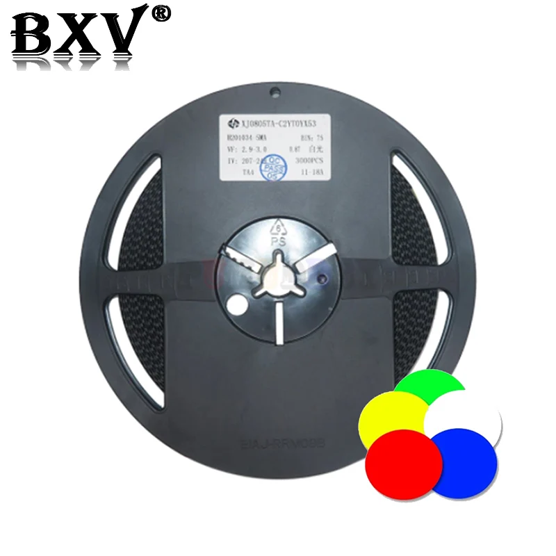 

1 катушка, новинка 0402 0603 0805 1206 1210 SMD светодиодные диоды, светло-желтый, красный, зеленый, синий, белый, 4000 шт., 3000 шт., 2000 шт.