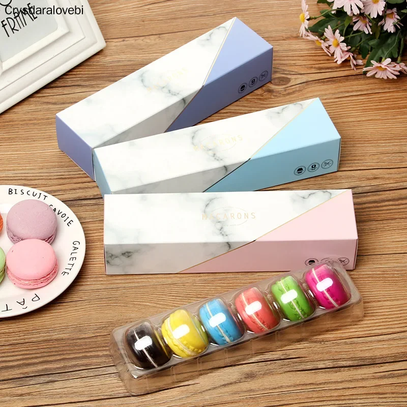 20pcs kawaii maracon packaging boxes luxury baking macarons Laminating Pastry box chocolate candy box floral pattern gift cases