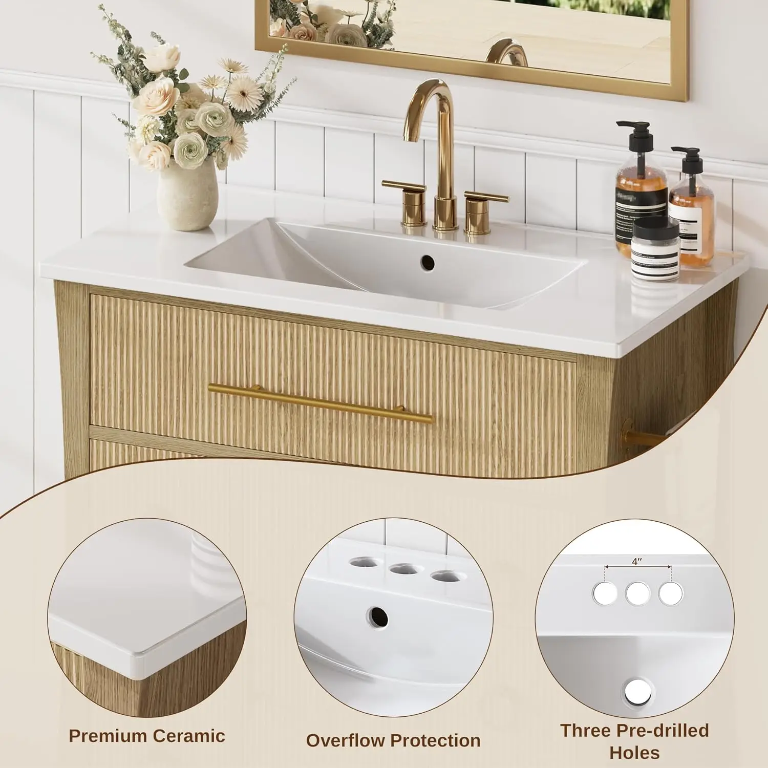 36" Wood‑Texture Bathroom Vanity 4