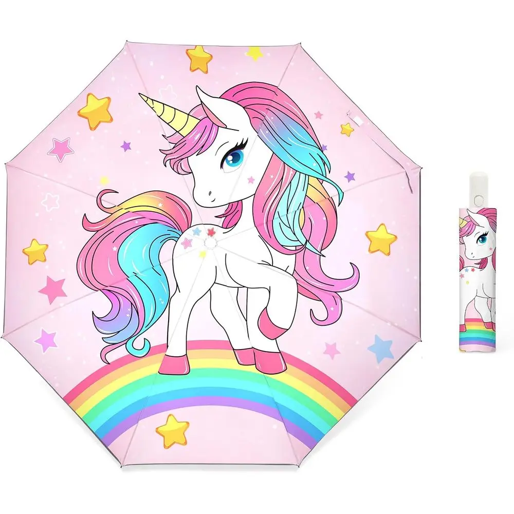 

UV-Resistant Compact Kids Umbrella with 360° Reflective Strip, Lightweight and Cute for Outdoor Travel