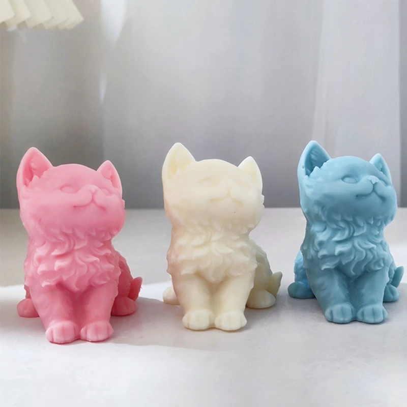 3-dimensional Candle Mold Cute Cat Shape Craft Art Silicone Mold for Making Candle Hand-made Soap Desk Ornaments