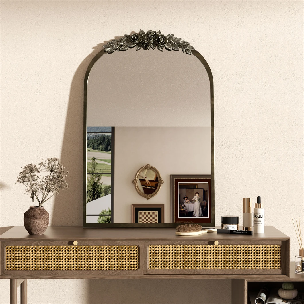 Baroque Brass Arched Mirror 4