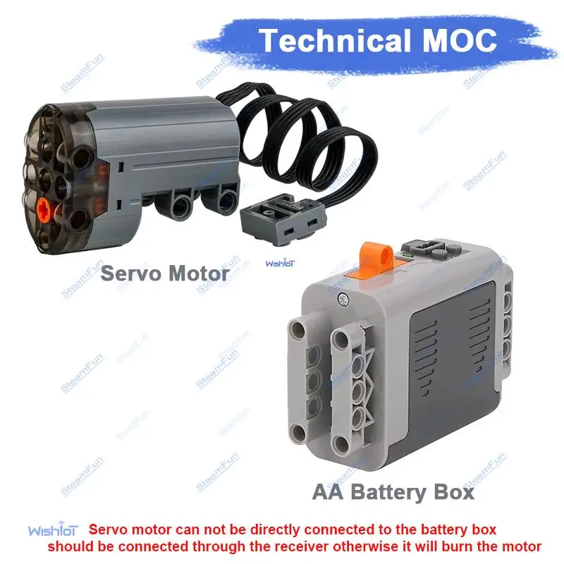 

MOC Technical Power Functions Servo Motor AA Battery Box 88004 8881 Steering Engine Building Blocks Bricks Toy Parts Kids