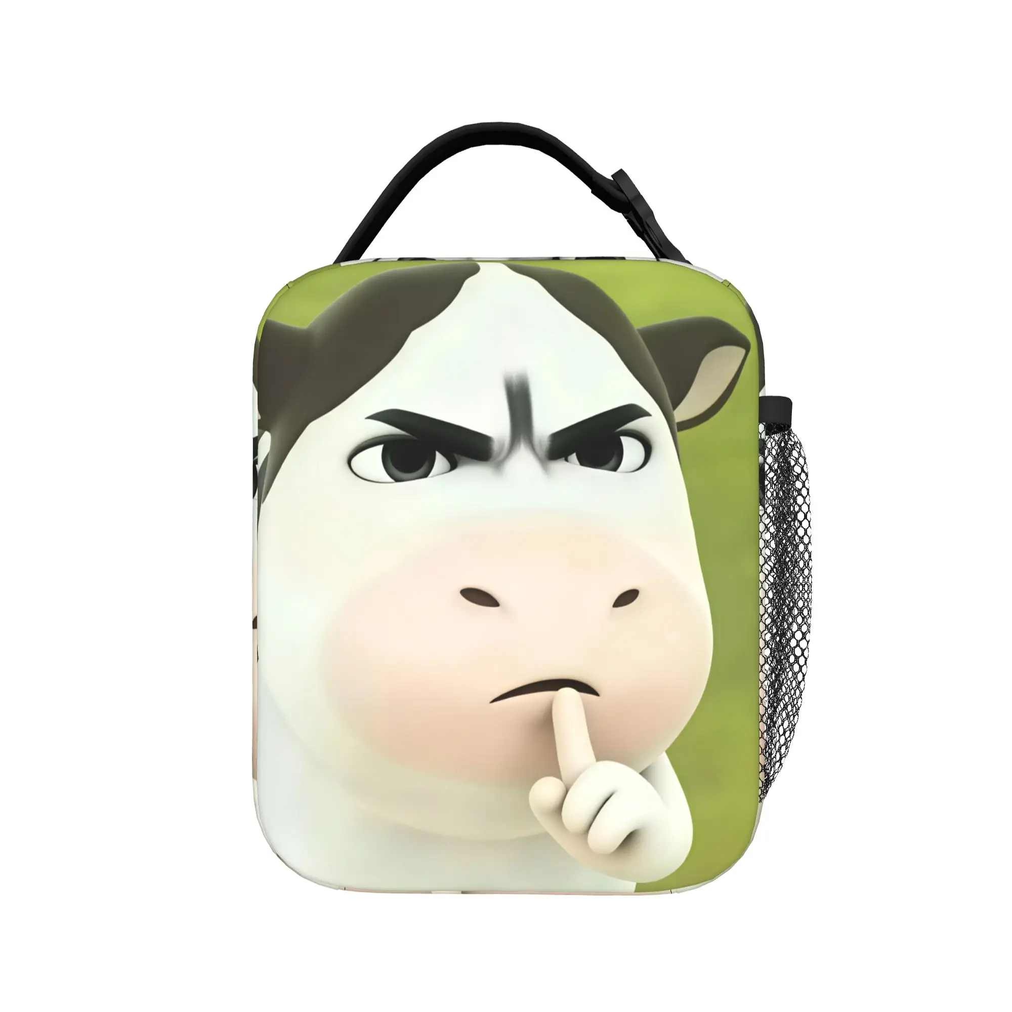 Funny Grassland Cattle Meme  Lunch Bag  Casual Lunch Box Picnic Portable Thermal Tote Handbags For Child Print Cooler Bag