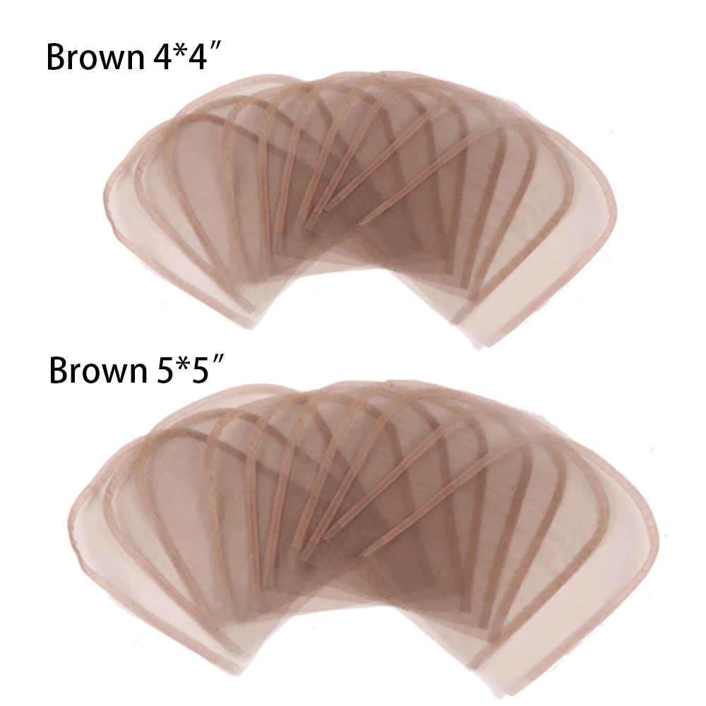 Tanda Tambah Jaring Rambut Renda Swiss Coklat Transparan 2*4 2*6 4*4 5*5 13*4 13*6 Jaring Rambut Dasar untuk Membuat Penutupan Renda Depan 3 Buah