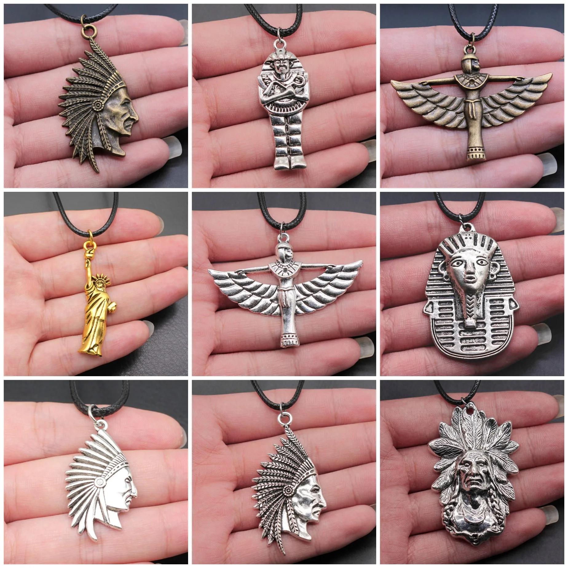 Chief Pharaoh Egyptian Vintage Symbol Necklaces For Women Men Charm Pendant Fashion Jewelry Gift