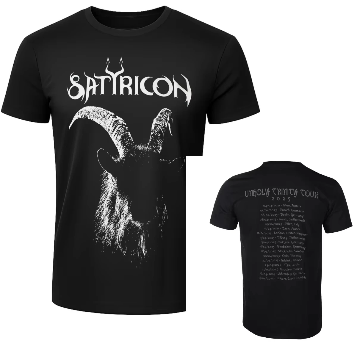 Satyricon 'Double Skull Tour 2025' Band Graphic T-Shirt Cotton Men Women Streetwear Tee