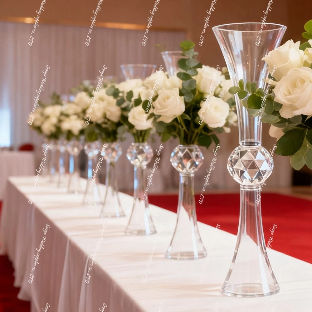 

10 шт. 55/65/75/85 см прозрачная акриловая подставка для цветов на трубе, свадебное украшение, центральные украшения стола, ваза для цветов, свадебное постельное мероприятие