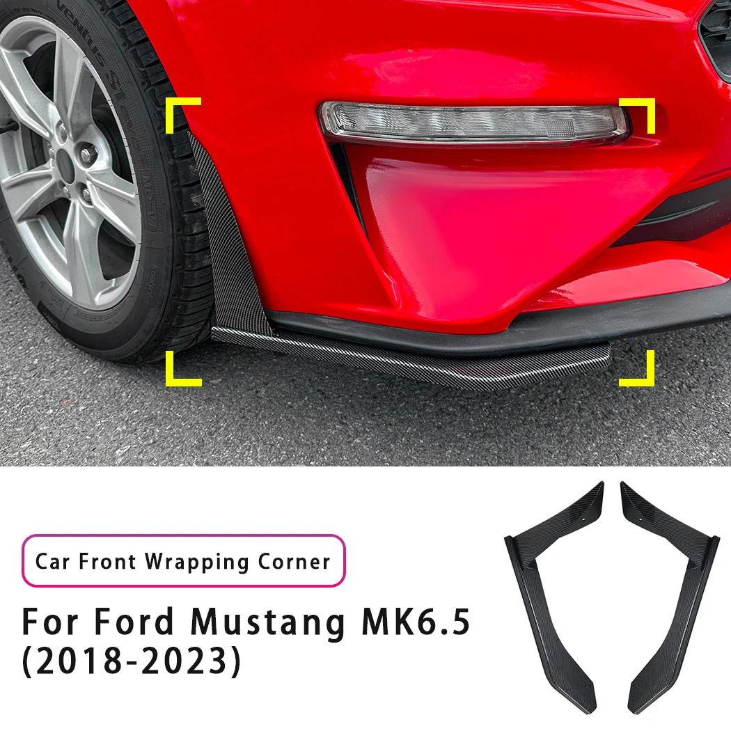 For Ford Mustang MK6.5 2018-2023 Front Wrapping Corner Black Car Side Bumper Turning Splitter Protection Body Kit Auto Accessory