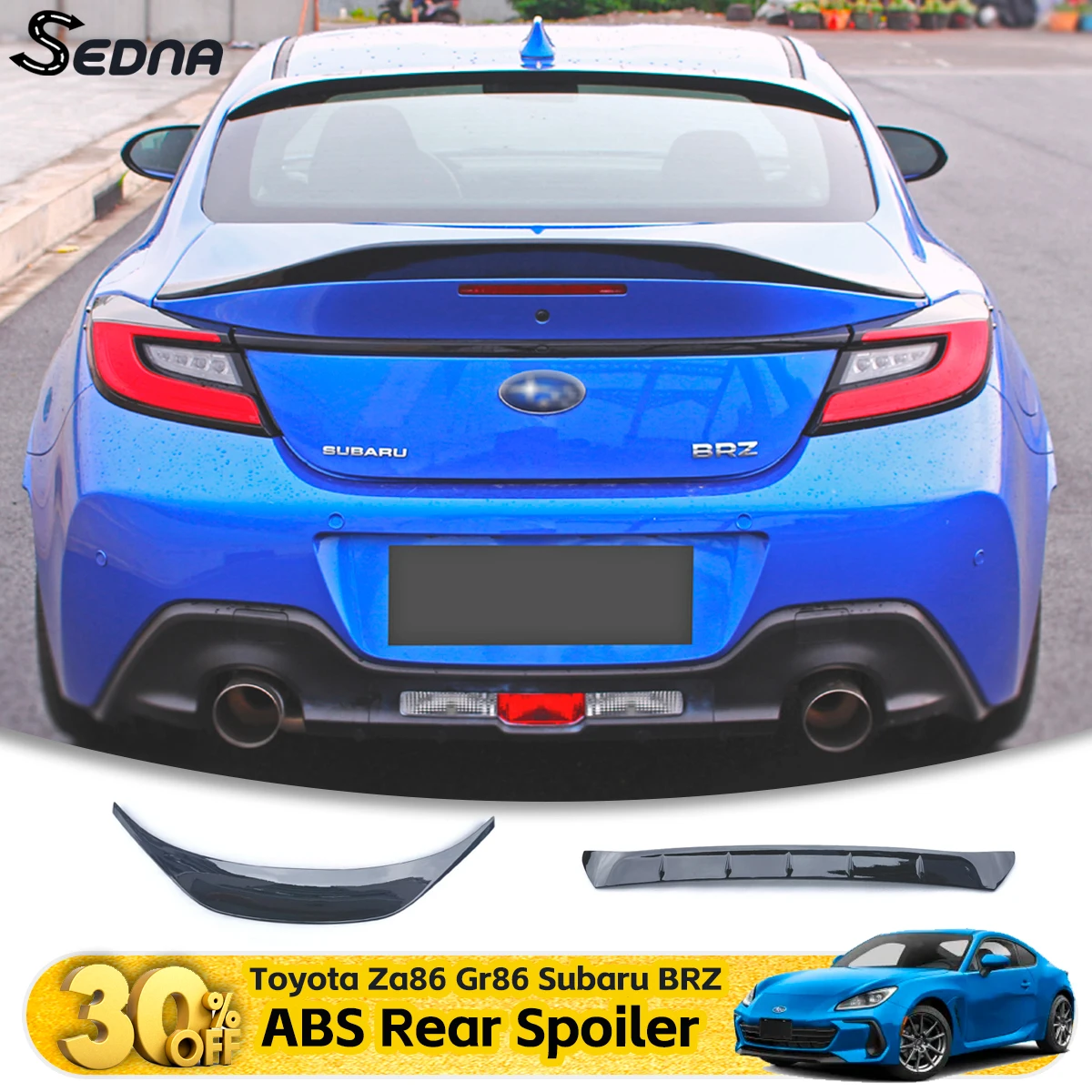 For 2022-2023 Toyota ZA86, GR86, Subaru BRZ Bright Black ABS Sports Spoiler Wing - Tailgate Lip Body Kit Accessory