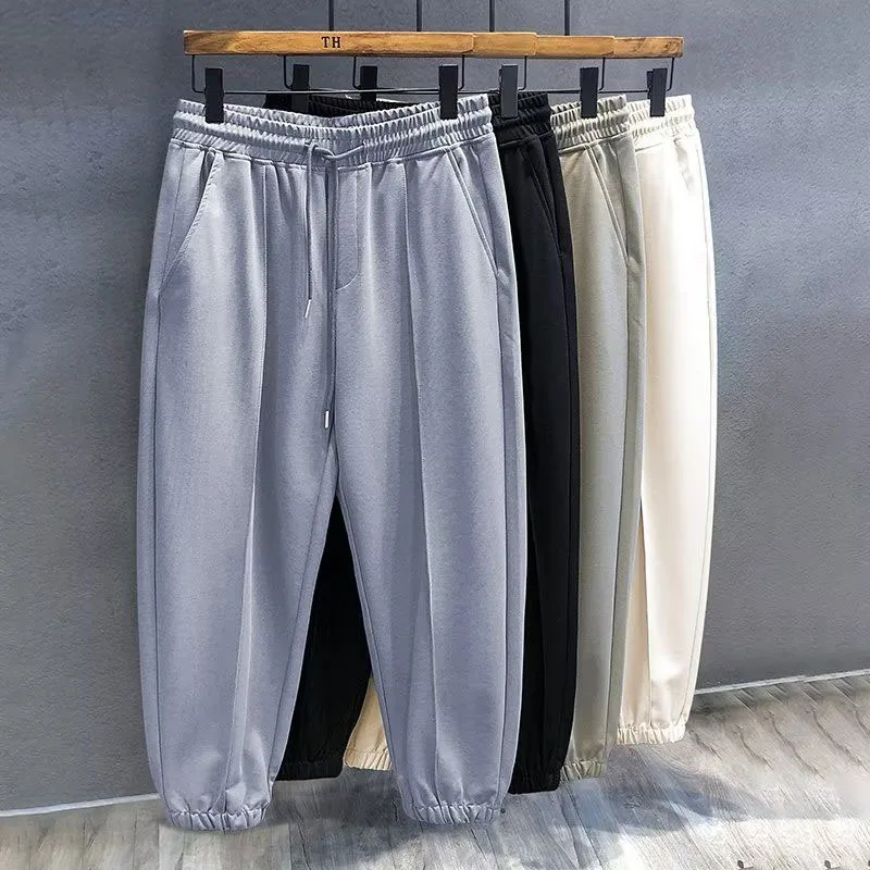 New Autumn Fashion Japanese Vintage Solid Color Leggings Loose and Versatile Youth Sports Casual Handsome Crop Men's Guard Pants