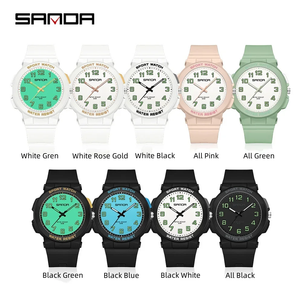 SANDA-Montre à quartz étanche pour garçon et fille, montre-bracelet pour étudiant, bracelet en silicone, sports de plein air, simple, Shoe, mode 6123