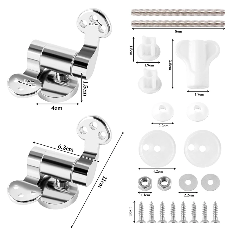 Dobradiça do assento do toalete do aço inoxidável, Dobradiças de substituição para todas as tampas da tampa do assento do toalete, acessórios próximos macios, 1 par