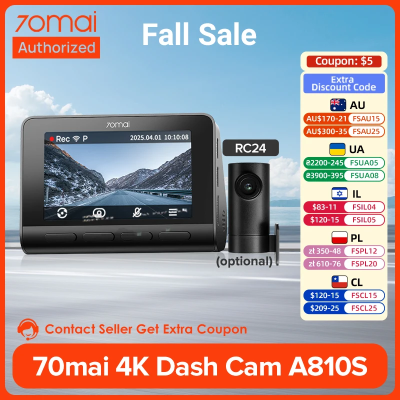 70mai A810S 4K Dash Cam 150° Wide Angle