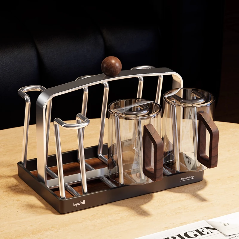 

Stainless Steel Draining Cup Rack, Vintage Coffee & Mug Holder for Dining Table, Living Room Display Stand, Home Decor Shelf