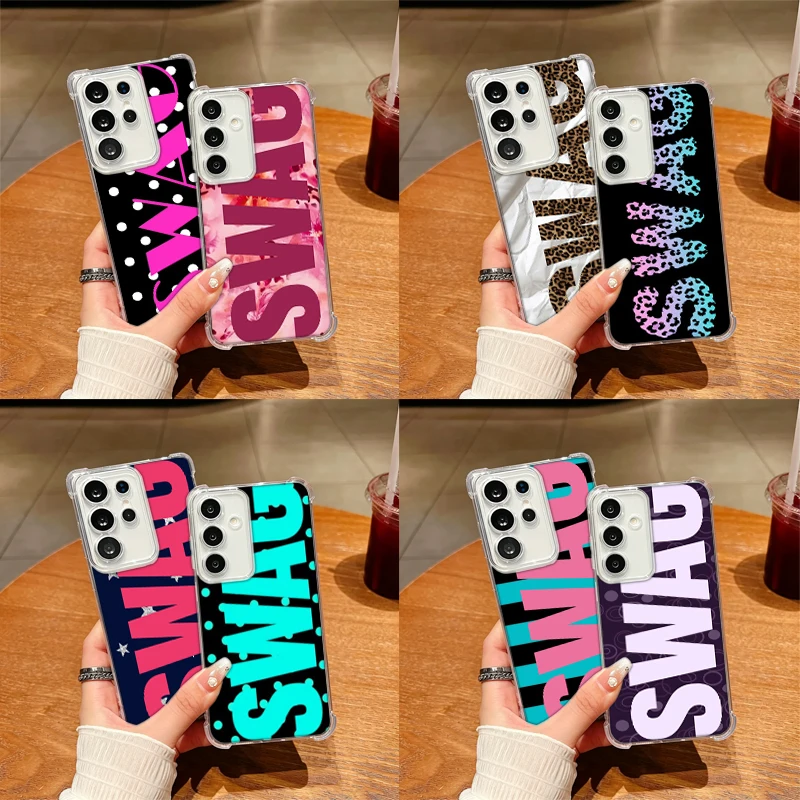 SWAG Leopard Print Polka Dots Phone Case For Samsung S26 Ultra S25 Edge Galaxy S23 S21 S20 S24 FE S22 Plus S26FE S25FE TPU Cover