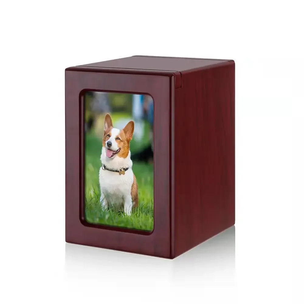 

Wooden Pet Dog Urn Photo Cinerary Casket Memorial Box Urnen Voor Menselijk As Memorial