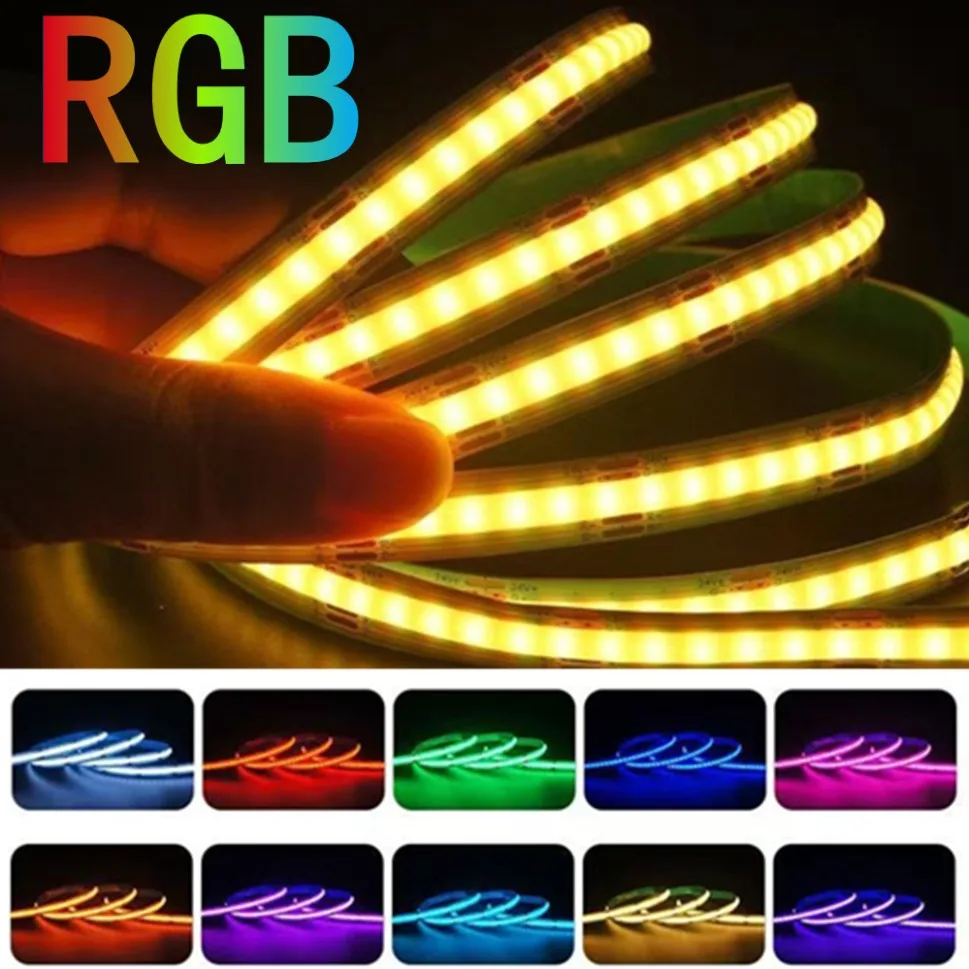 10mm PCB RGB COB LED Strip Light With 12V 24V 576LEDs/m Dream Color Flexible Bar Room Tape Linear Lighting 1M 2M 3M 5M 10M
