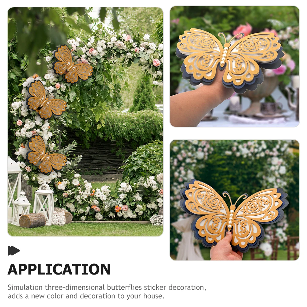 

2 Pcs Butterfly Wall Sticker Decorations Elegant for Wedding Animal Art Stickers Paper