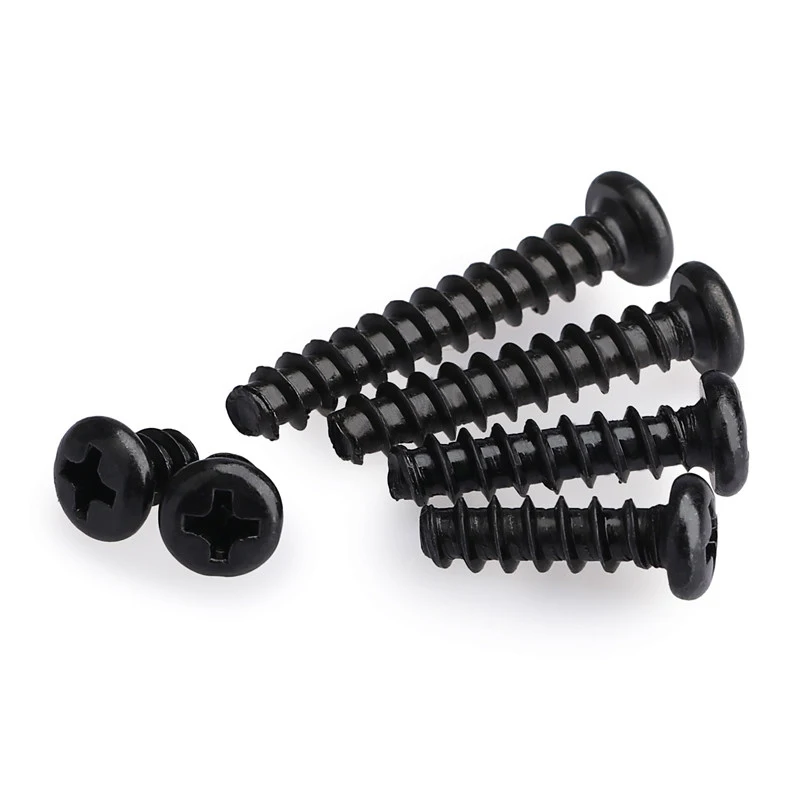 500/1000Pcs PB Black Cross Pan Head Wood Self Tapping Screws, Hardened Carbon Steel Flat Tail Fasteners M2.6 M3 M3.5 M4