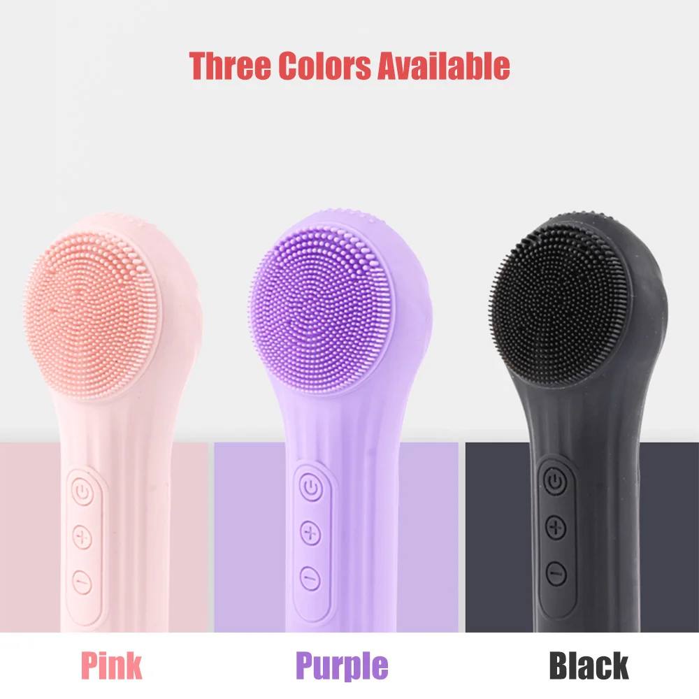 Electric Facial Cleansing Brush Ultrasonic Vibration Silicone Face Cleanser Deep Pores Washing Skin Blackhead Cleaning Massager