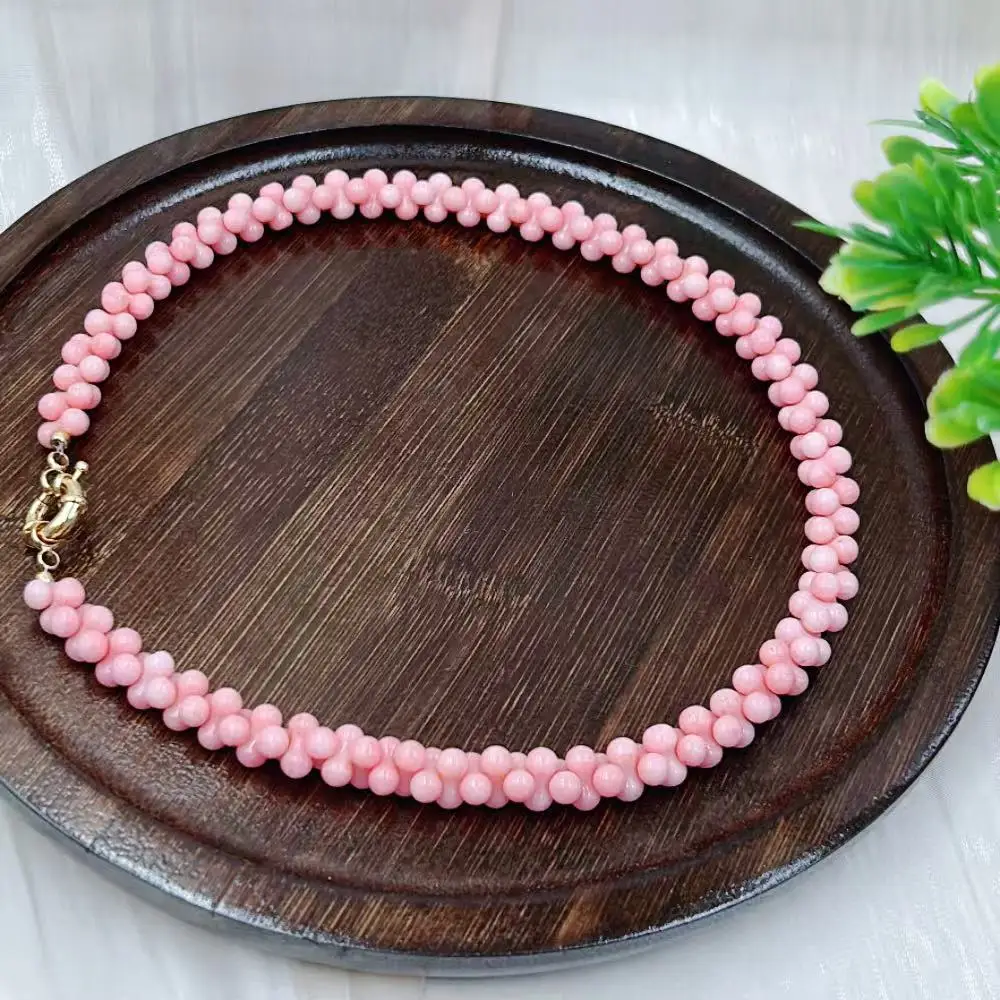 

5x10 мм нежные женские ювелирные изделия из натурального морского бамбука розовые коралловые бусины с коротким воротником ожерелье 17-20 дюймов