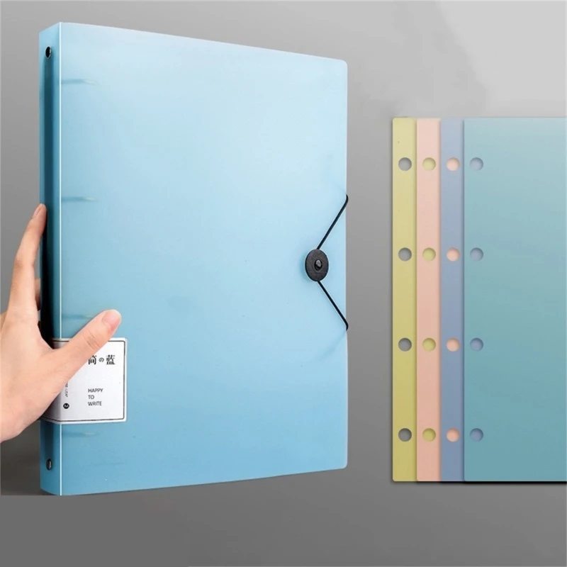 Presentation Display Folder Letter Size 4 Rings Binder Hold 220Sheets Elastic String Closure for Office School and Home