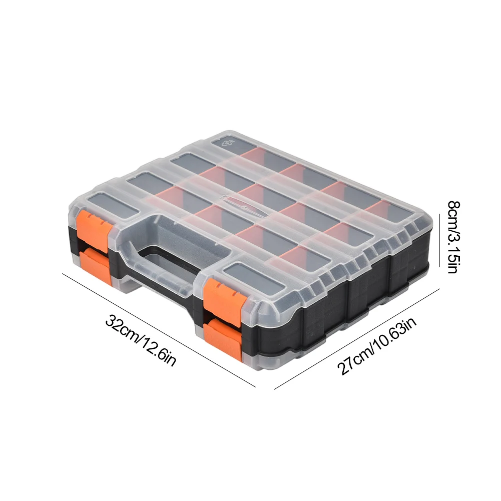 Scatola degli attrezzi a doppio lato Scatola portaoggetti per attrezzi Scatola degli attrezzi a doppio lato Scatola per attrezzi hardware Scatola per viti Dadi Chiodi Bulloni