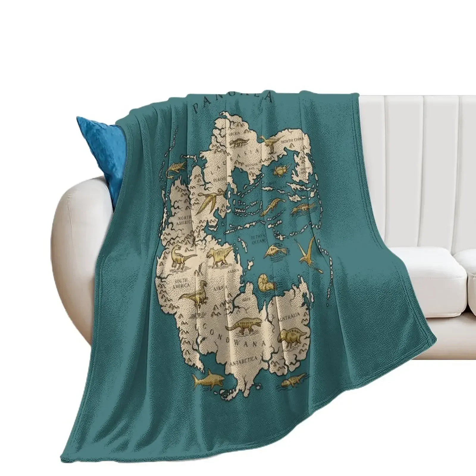 

map of the supercontinent Pangaea Throw Blanket Luxury Furry Blankets