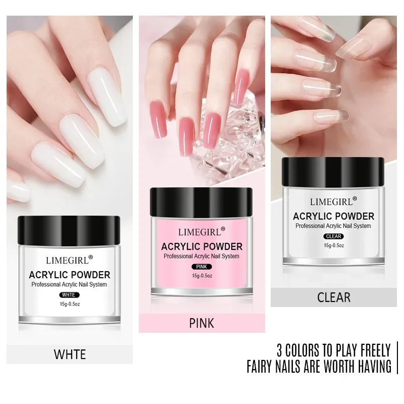 40ml Crystal Liquid With 45ml Acrylic Powder Set Lnclude Pink White Transparent Acrylic Powder Kit Suitable Beginner Nail Kit